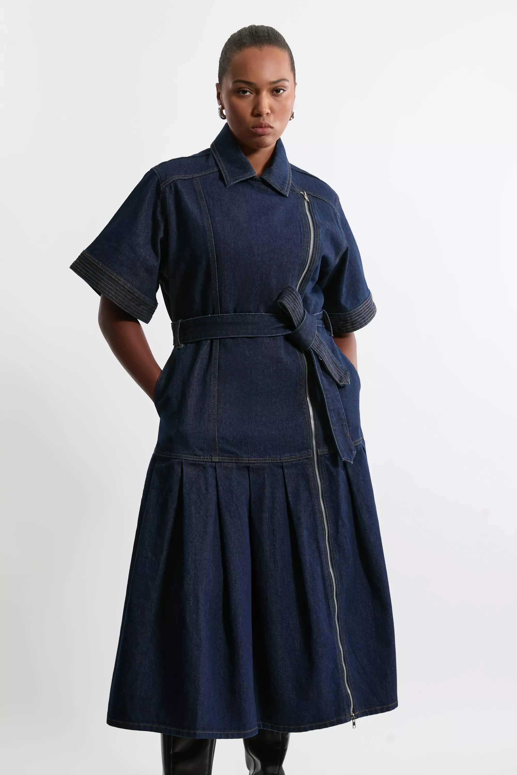 Plus size denim dresses and skirts hotsell